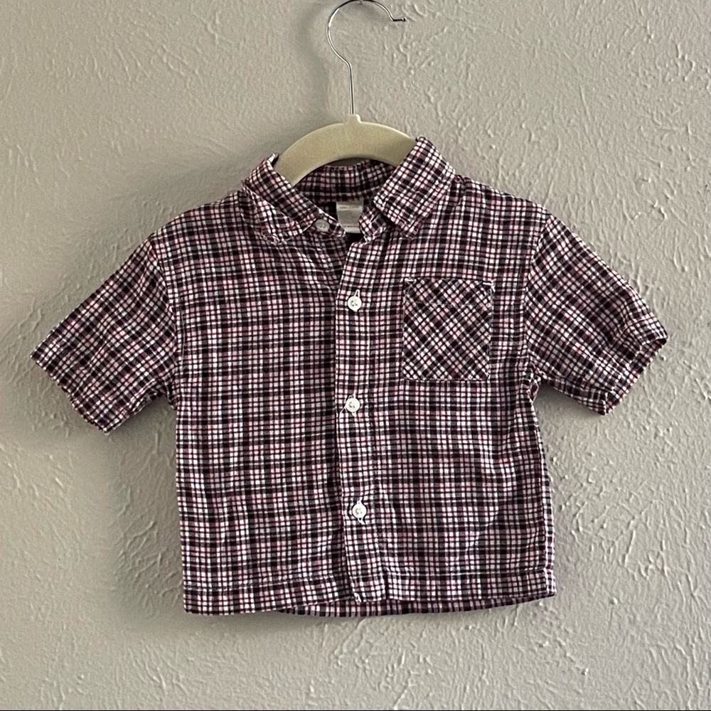 Tiny Ted Vintage Plaid Baby Button Down Short Sleeve Shirt